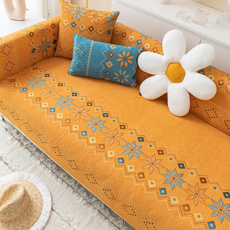 Bohemian Sofa Cushion Chenille Cover Sofa Cover Non-Slip Seat Cushion Sofa Towel Four Seasons Universal Light Luxury Style