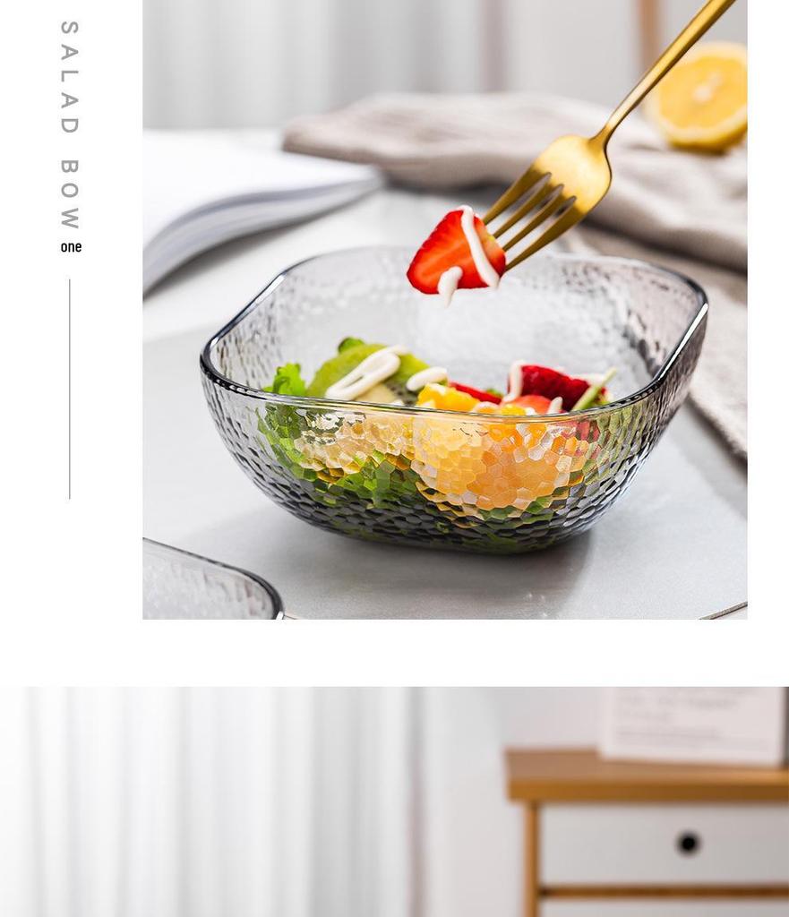 Квадратный салатник из кованого стекла для фруктов, десертов и хранения - Элегантная домашняя посуда