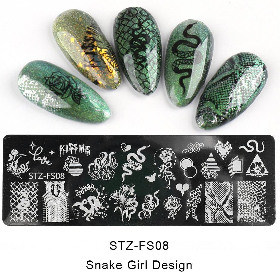 1 Pc Snake Nail Art Stamping Plates Wild Animal Prints Leopard Tiger Skins Nail Stencils Flower Lace Stamping Templates