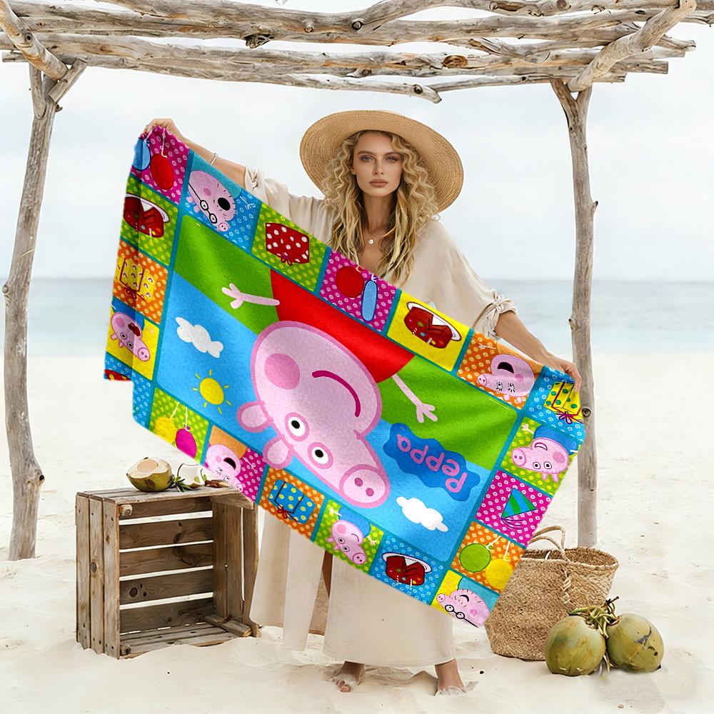 Peppa Pig's Colorful World Beach Towel Soft Durable Quick-Dry Comfortable Lightweight