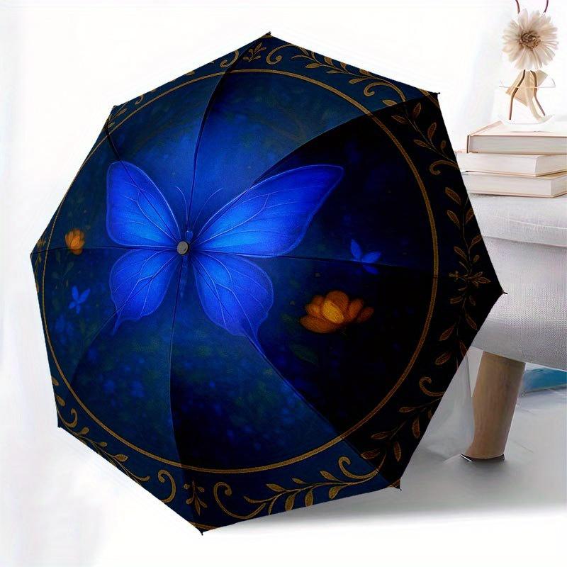 Круглый ковер "Сад синих бабочек" - Элегантный цветочный дизайн для декора вашего дома Зонт, портативный складной в 3 сложения зонт для мужчин и женщин R132
