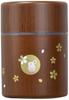 Tatsumiya Small Round Tea Caddy with Wood Grain Stamp Rabbit Design (56897)