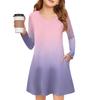 Girls' Long Sleeve Dress - Color Pocket Dress