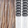 12pcs Clip-in Hair Extensions – Holographic Rainbow Straight Hair Pieces with Gold Thread, Heatless Colorful Highlights for Festival & Party