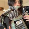 Green Plaid Imitation Cashmere Scarf for Women In Winter Korean Style Thickened Warm Scarf Student Shawl Outer Wear