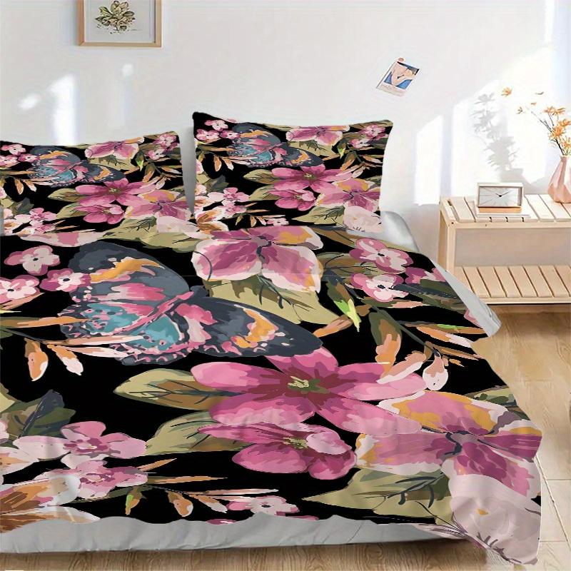 3pcs Floral Pattern Bedding Set, Suitable for Bedroom Decoration, (Includes 1 Duvet Cover And 2 Pillowcases, Quilt Not Included) yy250822136
