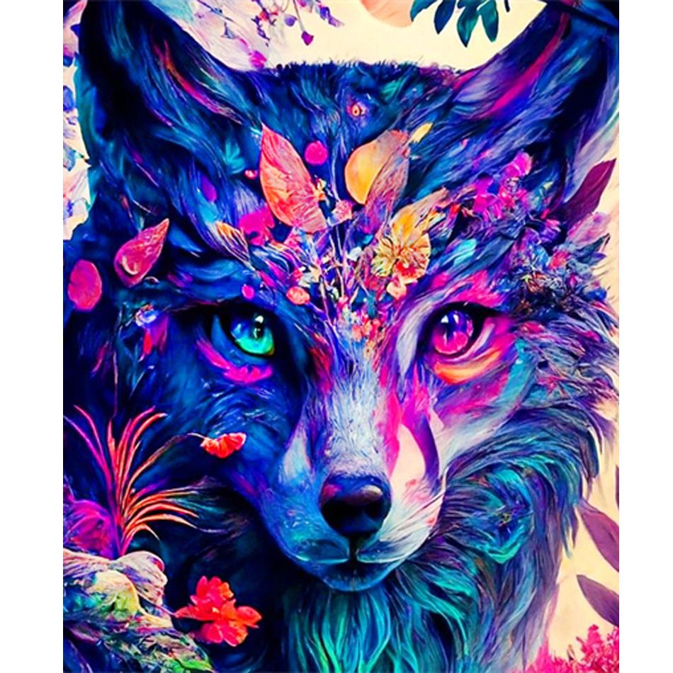 RUOPOTY Diy Painting By Numbers Kits For Adults Frame Colorful Wolf Animals Starter Kits Diy Crafts Numbers Painting For Home Decors