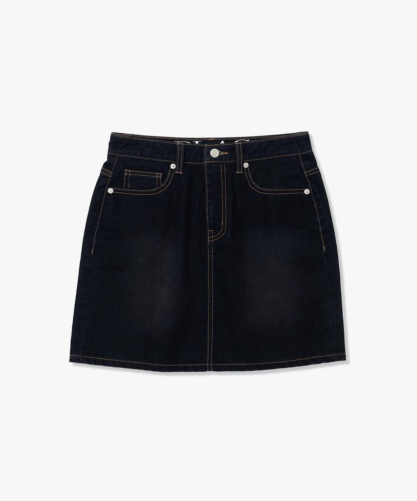 Plack Woman Velvet Denim Mini Skirt Deep Blue