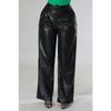 2023 Fashion Women PU Pants Autumn And Winter Casual Vinage Pocket Trousers Loose Wide Leg Leather Pants Elegant Pantalon 30033