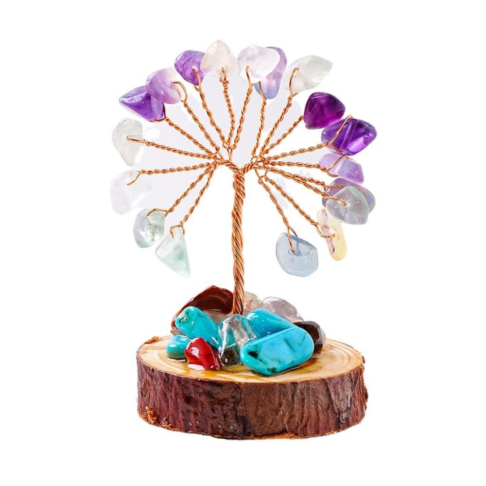 Copper Wire Crystal Wishing Tree Positive Energy Crystal Decorative Trees Desk