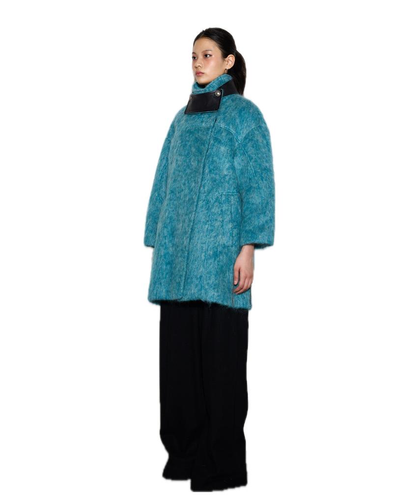 GREEDILOUS Fuzzy Haired High Necked Coat