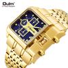 Gold Dial Men's Watch Steel Band Calendar Square Quartz Men's Watch Casual Style