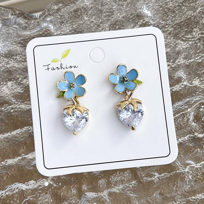 Свежие светло-голубые серьги, геометрические серьги, темперамент, сетка, красные модные шпильки, новая модная женщина