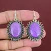 Серьги из пурпурита, натуральные драгоценные камни, серьги ручной работы, серьги из стерлингового серебра 925 пробы, антикварные украшения, удивительные серьги-капли, подарки для мамы