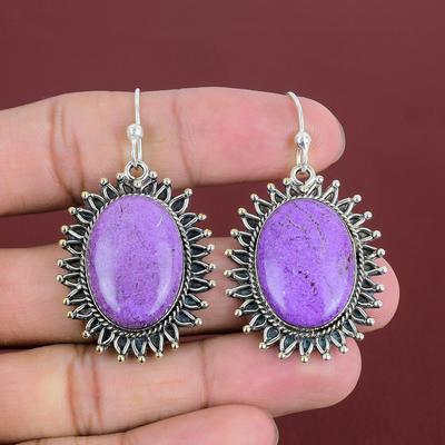 Серьги из пурпурита, натуральные драгоценные камни, серьги ручной работы, серьги из стерлингового серебра 925 пробы, антикварные украшения, удивительные серьги-капли, подарки для мамы