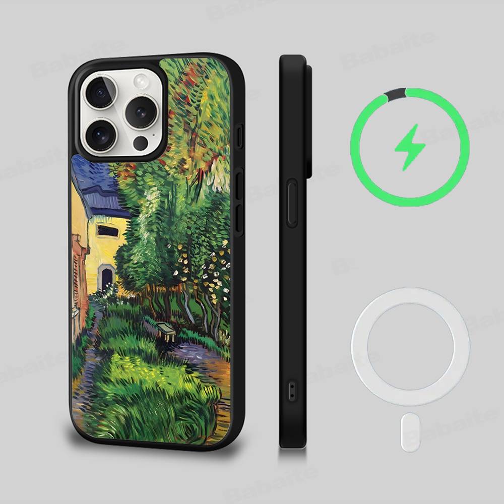 Масляная живопись Ван Гога Чехол для IPhone 17 16 15 Pro Max 14 Plus 13 12 11 Для Magesafe Магнитная Беспроводная Зарядка Обложка