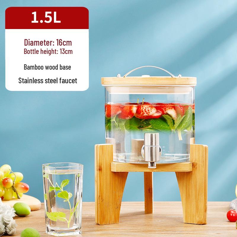 Термостойкая стеклянная бутыль для пивоварения вина с краном – Идеально подходит для вина, фруктового чая, лечебных настоев и напитков для самообслуживания