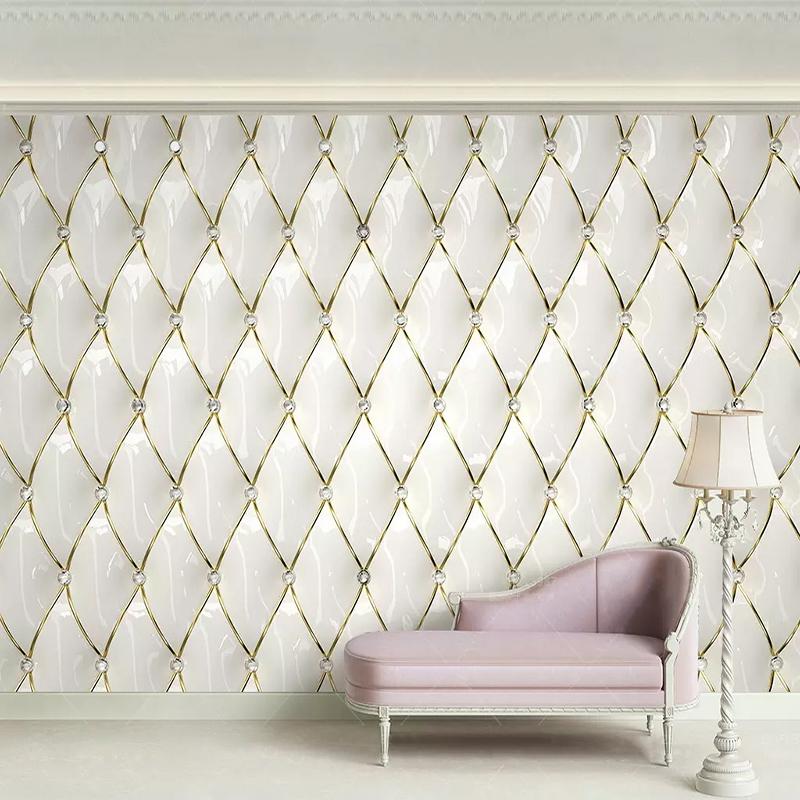 Wallpaper European Style Luxury 3d Stereo Gold Crystal Rhombus Splice Murals Living Room Bedroom