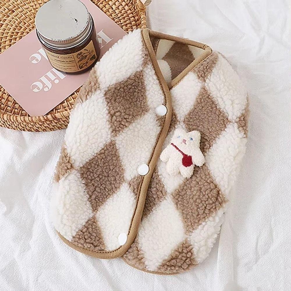 Winter Warm Pet Puppy Clothes Pet Outfits Plaid Fleece Coat Jack Dog Clothes Cute Yorkies Costume Bear Vest Dogs Clothing