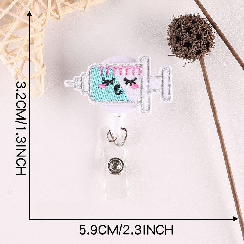 Creative Embroidery Badge Reels for Nurses Doctors Cute Smiling Face Embroidery Work Card Holder Hospital Supplies