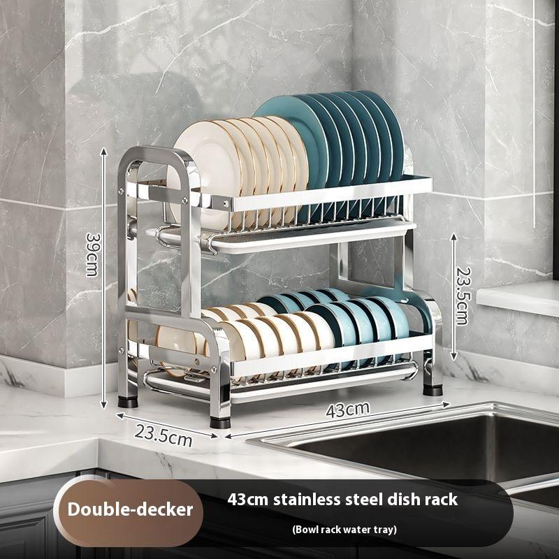 В наличии Кухонная полка для хранения из нержавеющей стали 304 Полка для тарелок и сушки Многофункциональная полка для тарелок Хранение тарелок и палочек для еды