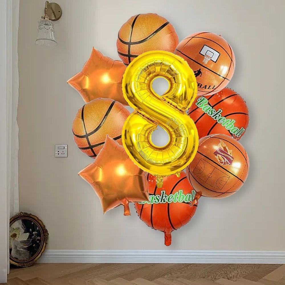 9Pcs Giant 22 Inch Basketball Birthday Star Sports Party Supplies Basketball Balloons  Boys