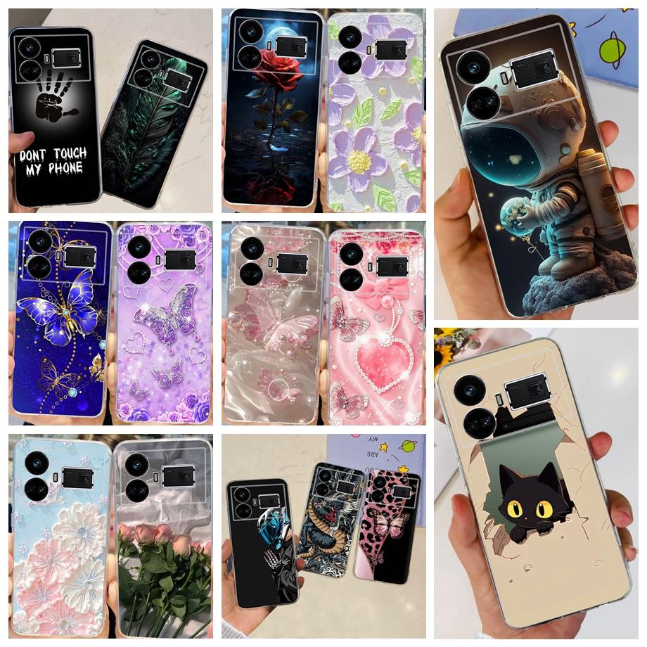Для Realme GT5 240 Вт / GT3 / GT Neo 3 / GT Neo 5 Чехол Милый Мультяшный Роскошный Мягкий Силикон Прозрачный Чехол для Телефона Задняя Крышка Capas