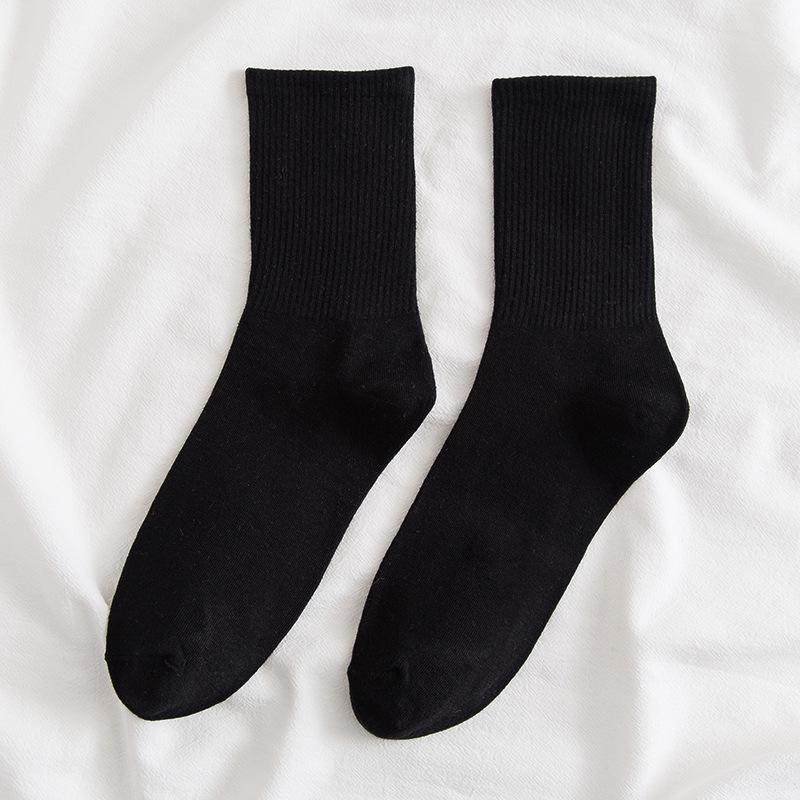 Colorful Women's Medium-Tube Cotton Socks - Trendy Macaron Candy Colors for Spring and Autumn