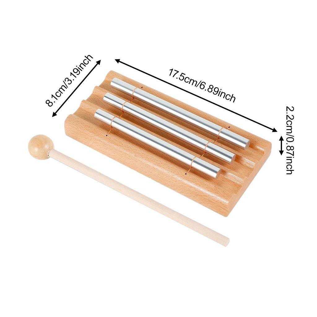 Hand Chime with 3 Tone Bell Percussion Instrument Aluminum Bar Musical Toy Wind Chime for Classroom Prayer Mindfulness School