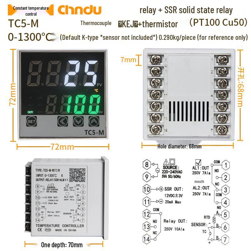 Умный терморегулятор TC4S/5-H/M/L с коммуникацией 485 и цифровым дисплеем
