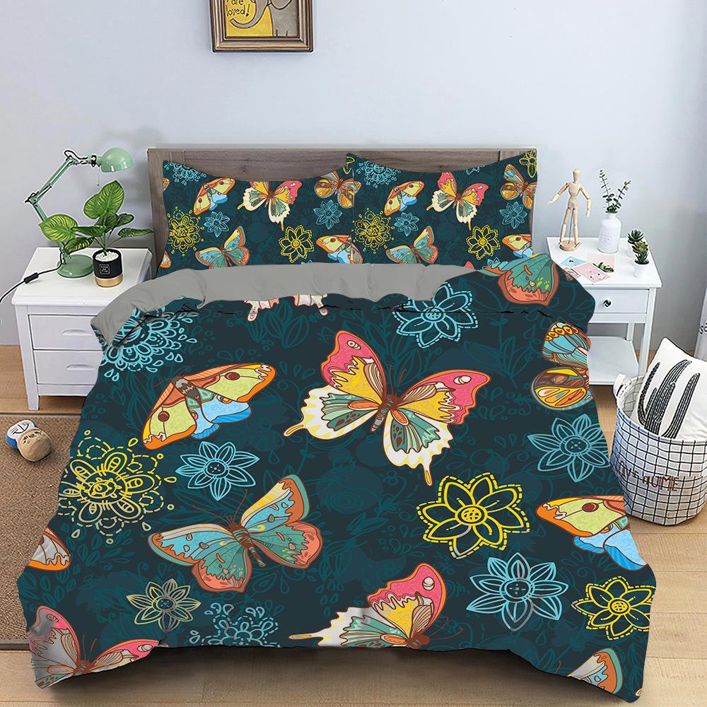Комплект постельного белья с 3D цифровой печатью, красочный пододеяльник с принтом бабочки, наволочка AU180 * 210, мягкая комната для девочек, домашнее украшение на молнии
