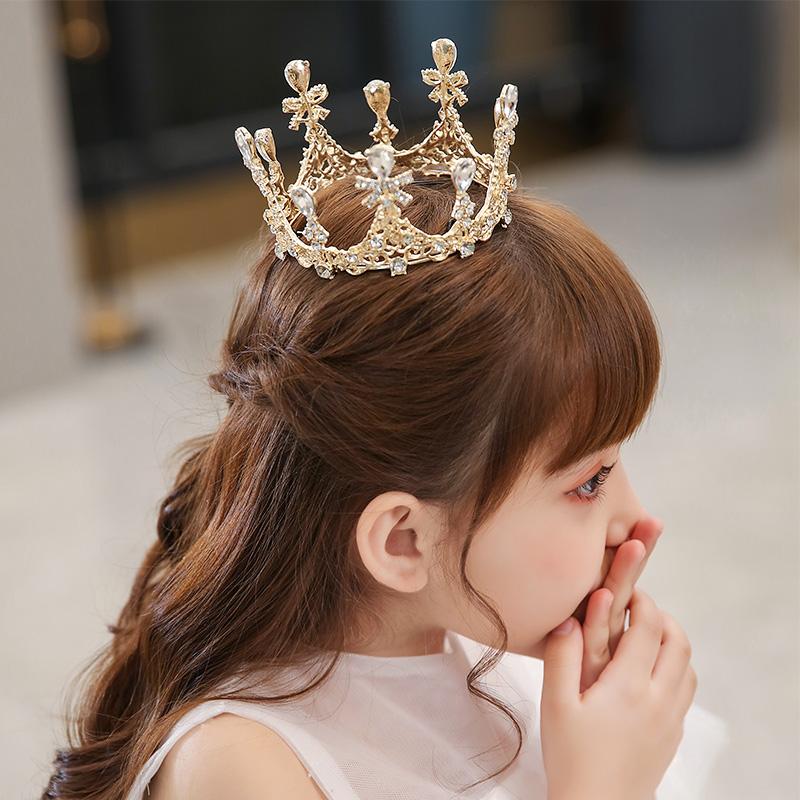 Детская корона-тиара для девочек, новая корона, обруч для волос с кристаллами, модель, аксессуары для подиума, заколка для волос принцессы