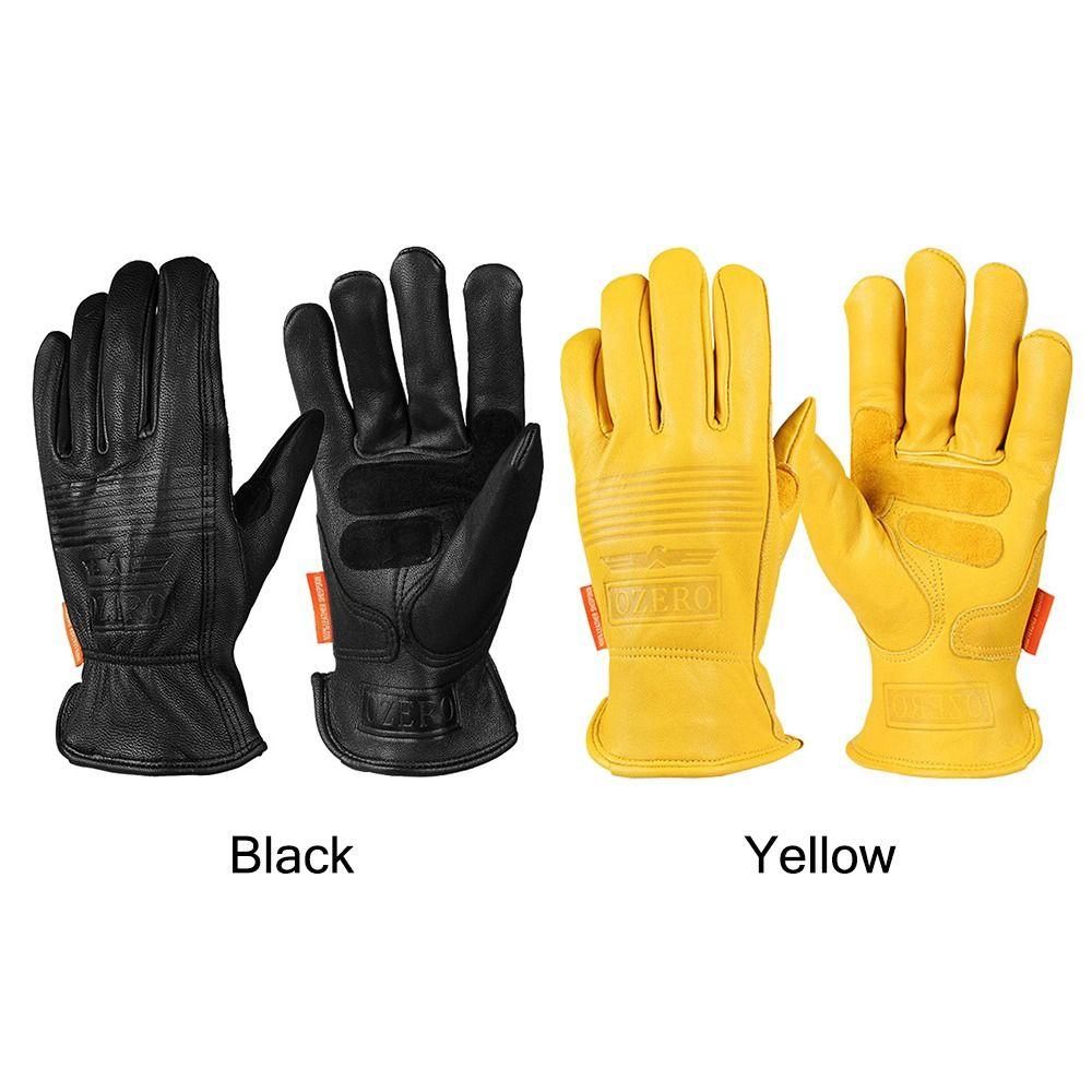 Yellow Black Motorcycle Riding Gloves Keep Warm Wear Resistant Working Protective Gloves Breathable Sheepskin Leather