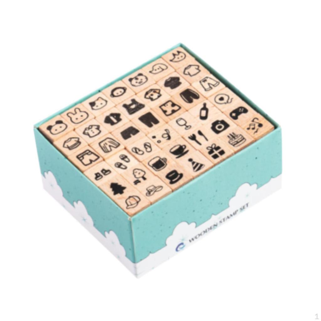 42 шт. Деревянные штампы Художественные ремесла Ручная работа Легкий ретро-дизайн Креативный резиновый