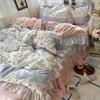 Floral Bedding Set Four-piece Romantic Skin-friendly Breathable Comfortable Washed Sheets Quilt Cover Pillowcase