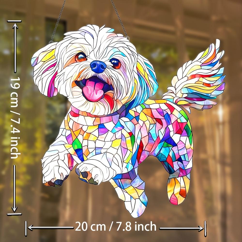 Colorful 2D Acrylic Maltese Poodle Sun Catcher Chihuahua Theme Window Decor Light Catcher Garden Family Sausage Dog Lover Gift