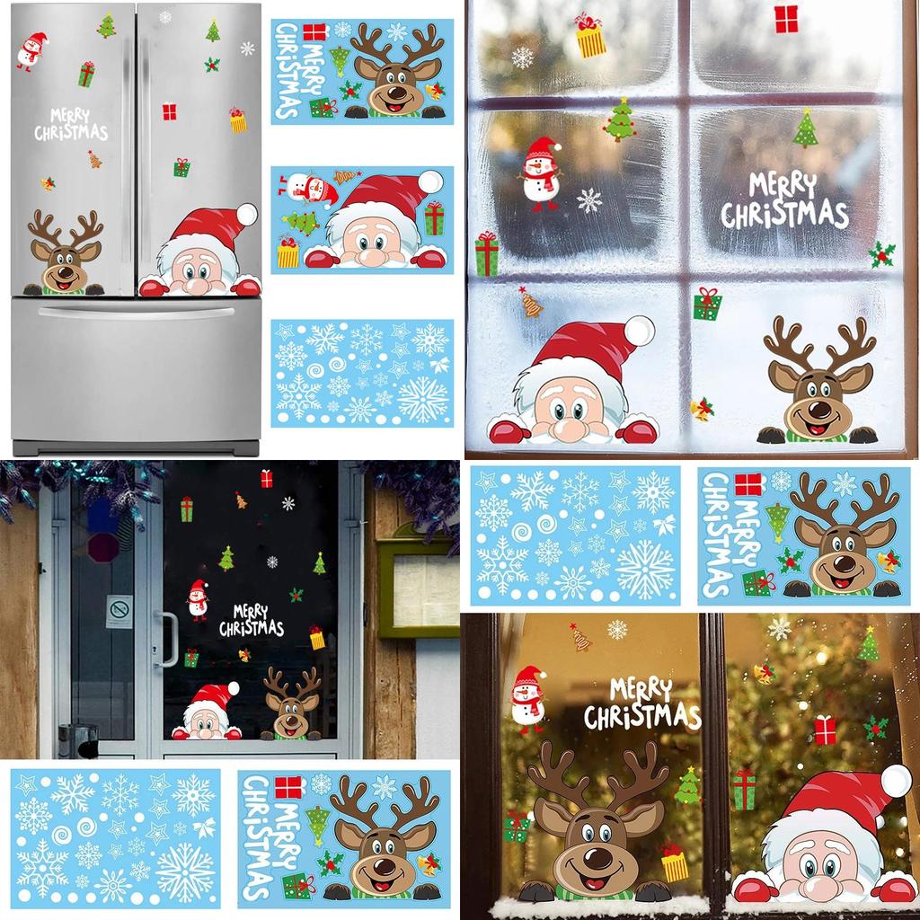 Праздничные наклейки на окна с Рождеством для детей, украшение для дома