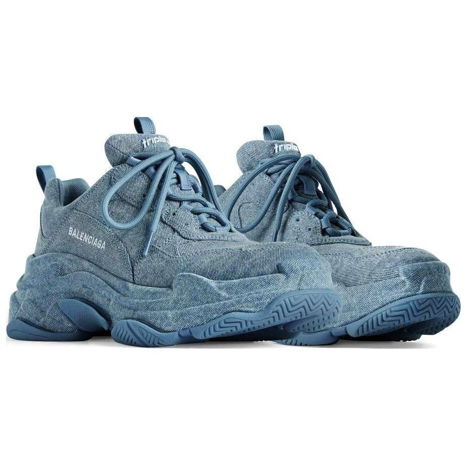 Balenciaga Джинсовые повседневные кроссовки Triple S Мужские Синие 536737W2DEN4000
