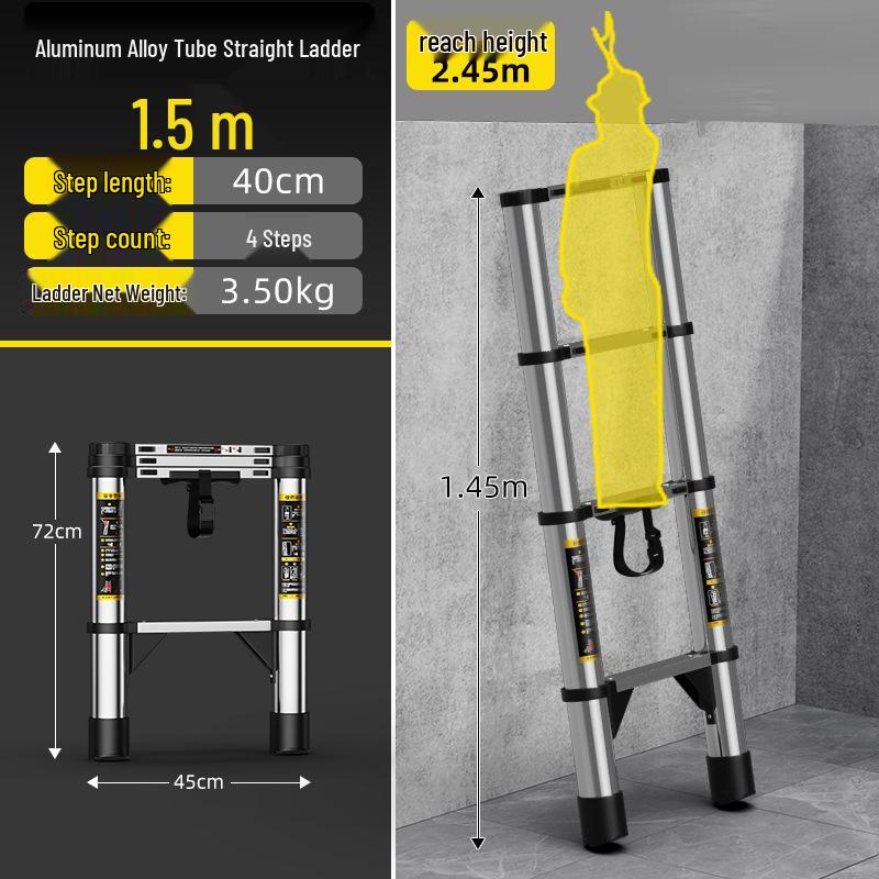 Телескопическая складная стремянка из нержавеющей стали и алюминиевого сплава