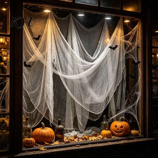 Scary Gauze Fabric Halloween Coarse Mesh Fabric, Polyester Cotton Decor for Haunted Eerie Atmosphere House, Spooky DIY Scene Decoration, Creepy Party