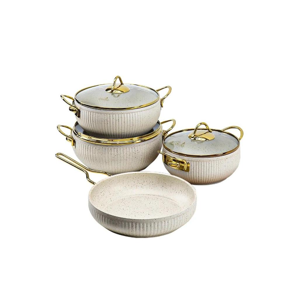 Набор из 7 гранитных сферических кастрюль со стеклянной крышкой, огнестойким с антипригарным покрытием