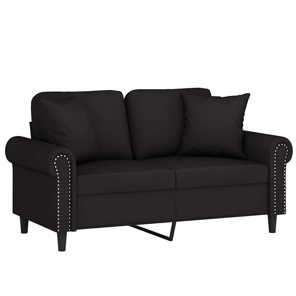 Vidaxl 2-Osobowa Sofa Z Poduszkami, Czarna, 120 Cm, Aksamit