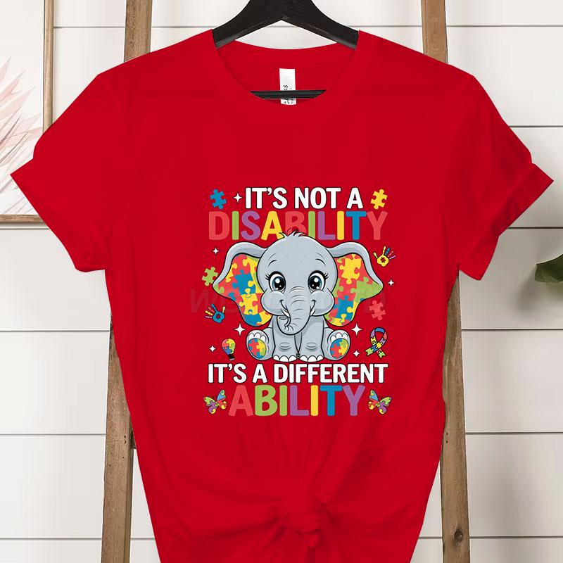Its A Different Ability Autism Teacher Shirt Autism Awareness Cartoon Design Woman Tshirts Special Education Gift Classic Tops