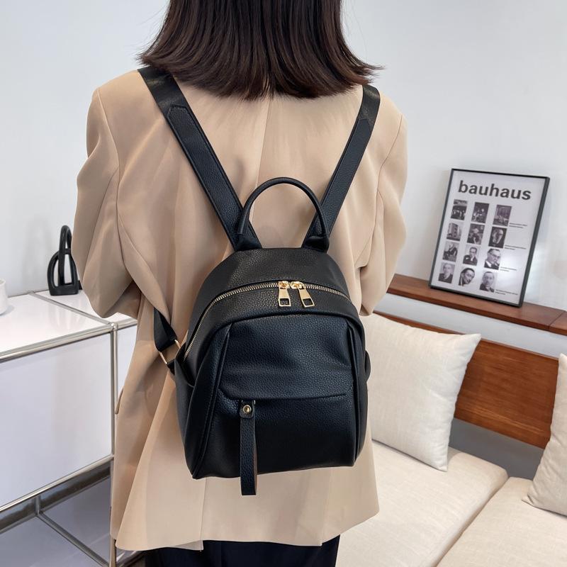 Casual Small Backpack Women's Backpack Fashion New Trendy Korean Version Large Capacity Fashion Pu Schoolbag Travel Bag Women