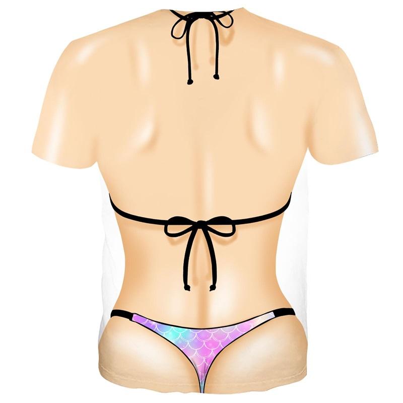 Женская футболка-бикини с принтом в 3D, мужская футболка свободного кроя с короткими рукавами, повседневная футболка с креативным принтом и круглым вырезом