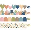 80Pcs Boho Bulletin Board Border Love Heart Hand Dot Semi-circle Waterproof Self-adhesive DIY Back To School Classroom Chalkboard