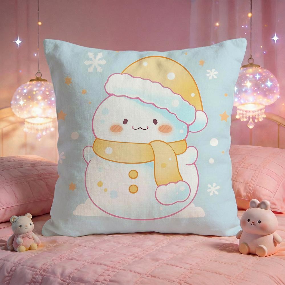 Cute Snowman Winter Cushion Cover Premium Comfort Reversible Pillow Cove Two in One Design for Any Room  Car Interior