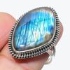 Натуральный лабрадорит драгоценный камень ручная работа 925 чистое серебро ювелирное кольцо размер 9 v0M92