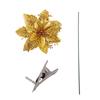Glitter Poinsettia 5.5 Inch Artificial Flower Christmas Clip Stem Christmas Tree Ornaments For Wedding Party Wreath Decoration