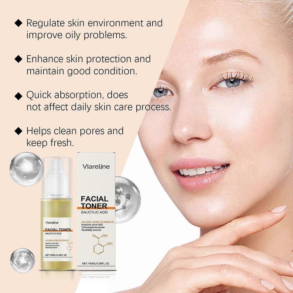 Limited time!!Viareline Salicylic Acid Toner Spray Moisturizing Daily Essence For Soft And Delicate Skin, Can Be Used For Facial Wet Compress